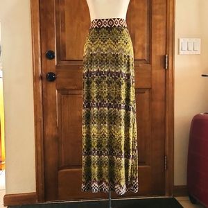 BOBEAU Printed Boho Straight High Waisted Maxi Skirt Sz Medium